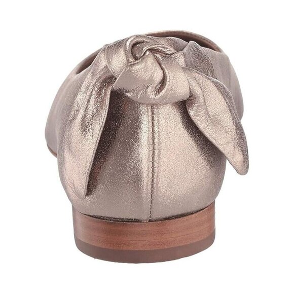 Bernardo Women Eloise Leather Bow Ballet Flat 7 Platinum Distressed Leather Gold - Picture 6 of 16